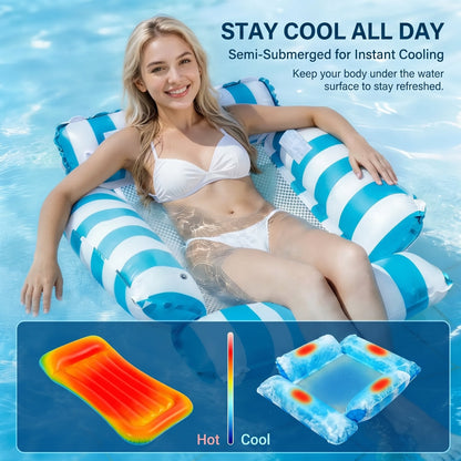 HOT SALE 50% OFF 🏖️ 4-in-1 Inflatable Water Hammock – Pool Floating Lounge Chair & Swimming Bed