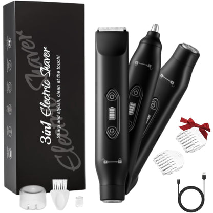 Last Day 49% OFF🔥 3-in-1 Electric Shaver & Nose Hair Trimmer for Face & Body Black