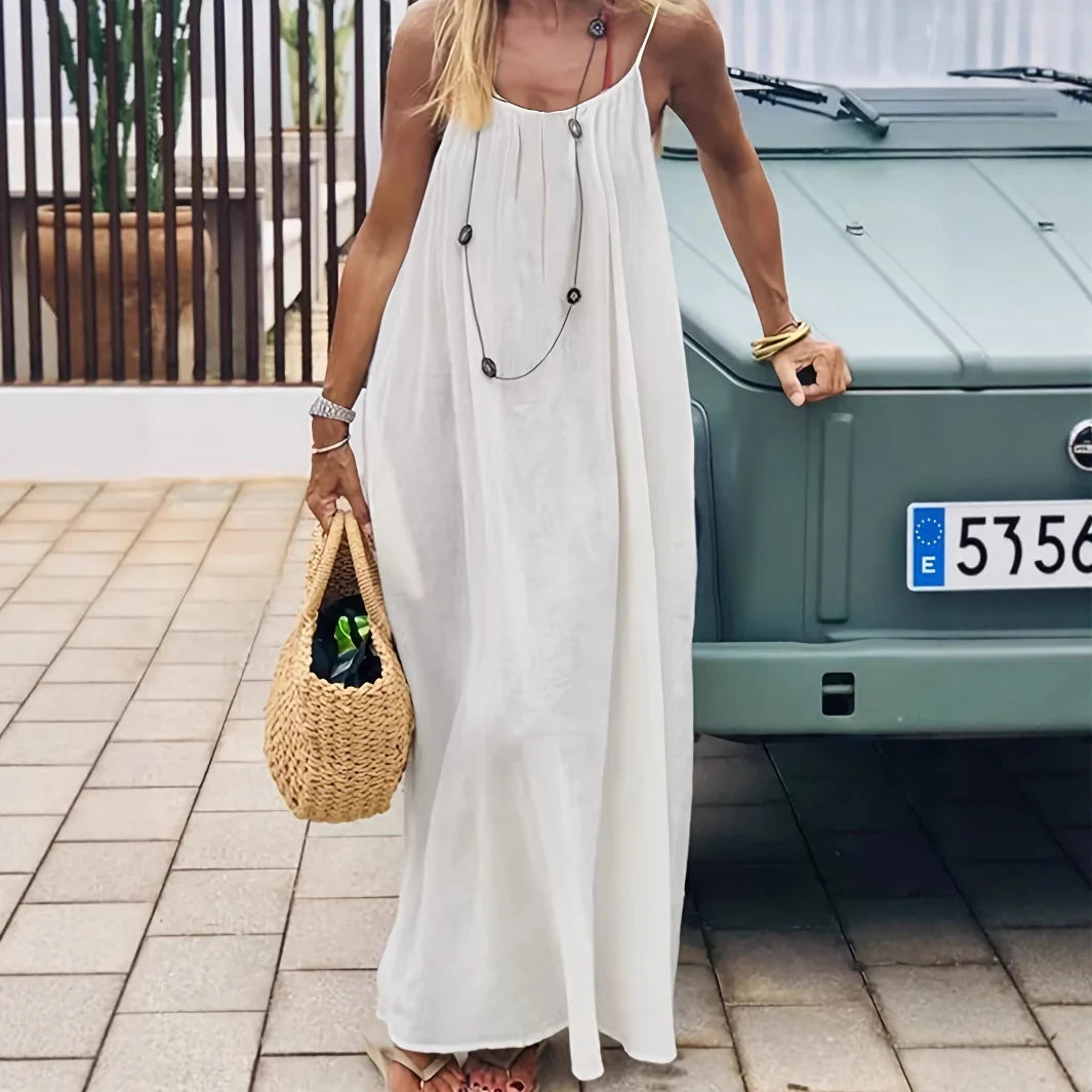 Womens Sleeveless Cami Lounge Maxi Dress Solid Color Sleepwear
