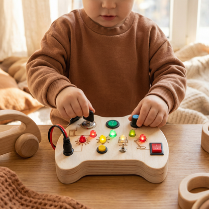 🔥Hot sale 49% off🔥 Wooden LED Busy Board Controller – Montessori Sensory Learning Toy for Motor Skills
