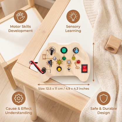 🔥Hot sale 49% off🔥 Wooden LED Busy Board Controller – Montessori Sensory Learning Toy for Motor Skills