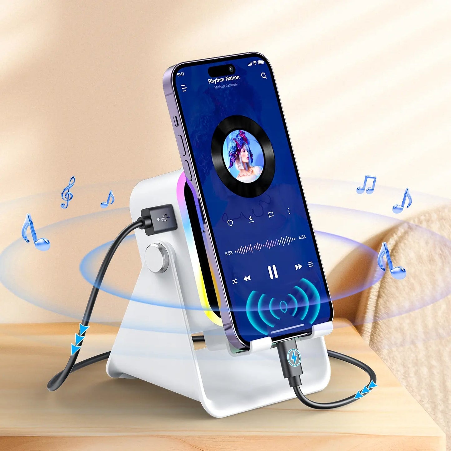 🔥HOT SALE 49% OFF 🔥 5-in-1 Wireless Speaker Phone Stand with Power Bank