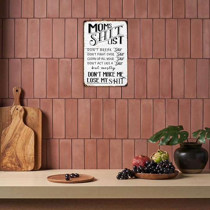"Moms Shit List" Kitchen Metal Tin Sign 😂💕 A Gift Moms Will Actually Love
