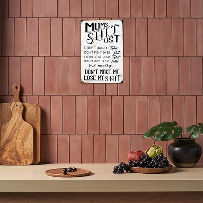 "Moms Shit List" Kitchen Metal Tin Sign 😂💕 A Gift Moms Will Actually Love