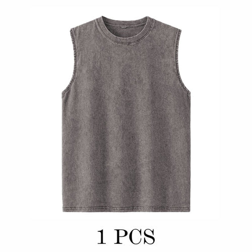 1/4 Pack Men's Oversized Tshirts Sports Vintage Heavy Cotton Tshirt Washed Loose Fit Athletic Tee Sleeveless Vest