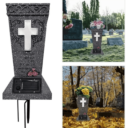 💕Hot sale 49% OFF💖Solar Cemetery Vase with LED Cross – A Beautiful Tribute That Shines with Love 🌙✝️
