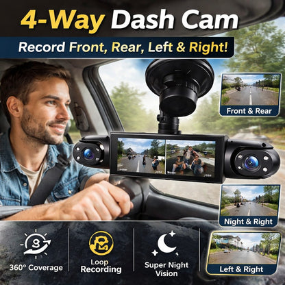 🔥Last Day 49% OFF🚗4-Channel 1080P Dash Camera with Night Vision