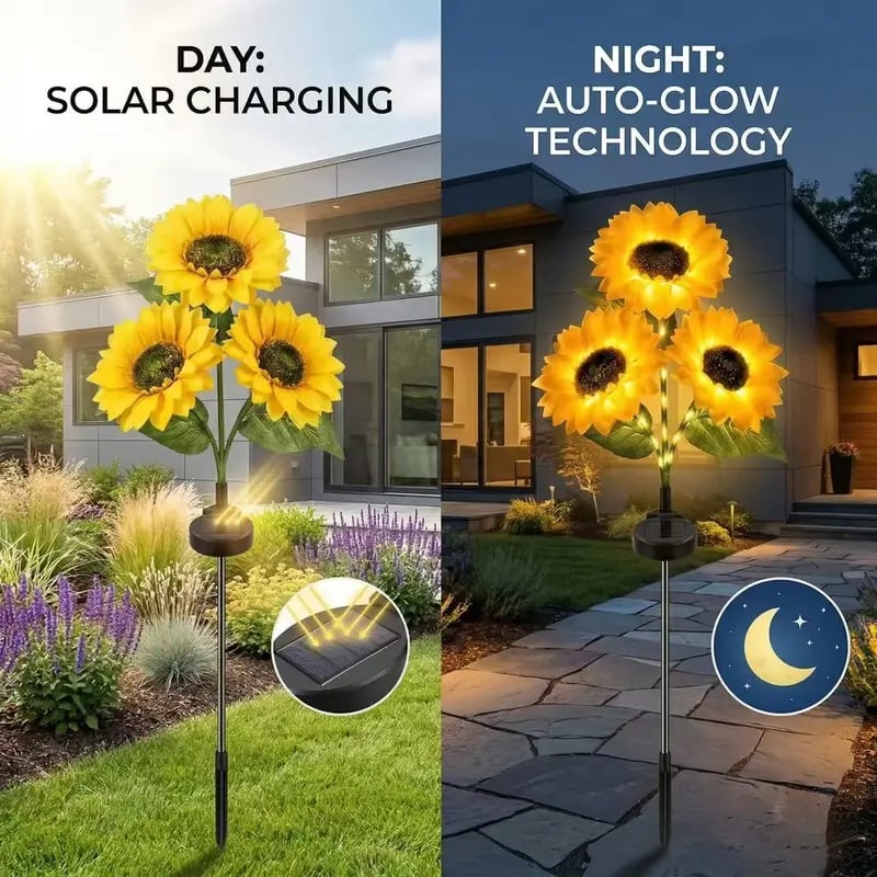 🏆Flash Sale#🔥Hot Sale 49% off🌟🌻 Solar Powered LED Sunflower Garden Lights Set