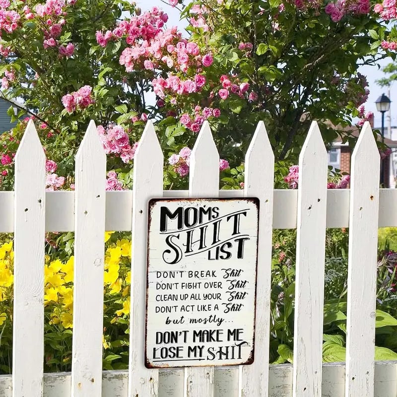 "Moms Shit List" Kitchen Metal Tin Sign 😂💕 A Gift Moms Will Actually Love