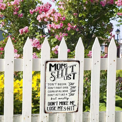 "Moms Shit List" Kitchen Metal Tin Sign 😂💕 A Gift Moms Will Actually Love
