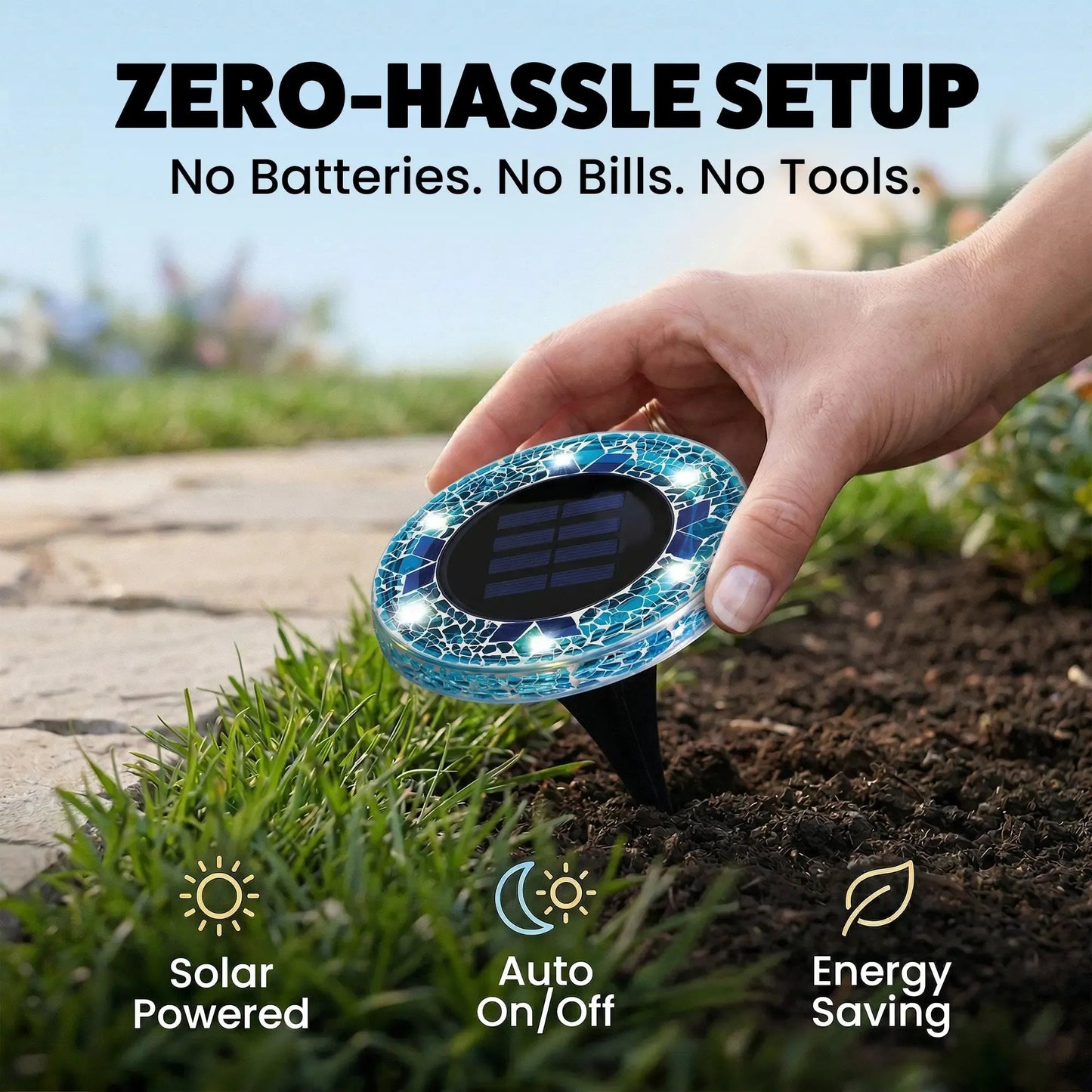 🏆Flash Sale✨Solar Outdoor Mosaic Disk Lights, Waterproof Decorative Pathway LED Light