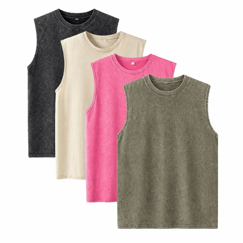 1/4 Pack Men's Oversized Tshirts Sports Vintage Heavy Cotton Tshirt Washed Loose Fit Athletic Tee Sleeveless Vest