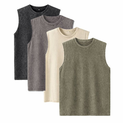 1/4 Pack Men's Oversized Tshirts Sports Vintage Heavy Cotton Tshirt Washed Loose Fit Athletic Tee Sleeveless Vest
