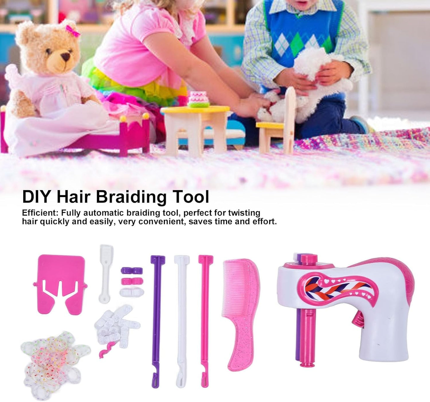 Electric Hair Braider Kit, Automatic Rotating Hair Twisting Machine for Kids DIY Styling Toy
