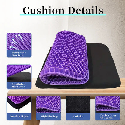 🔥Hot Sale 50% OFF🔥 Double-Thick Gel Seat Cushion: Honeycomb Breathable Pressure Relief for Office & Car