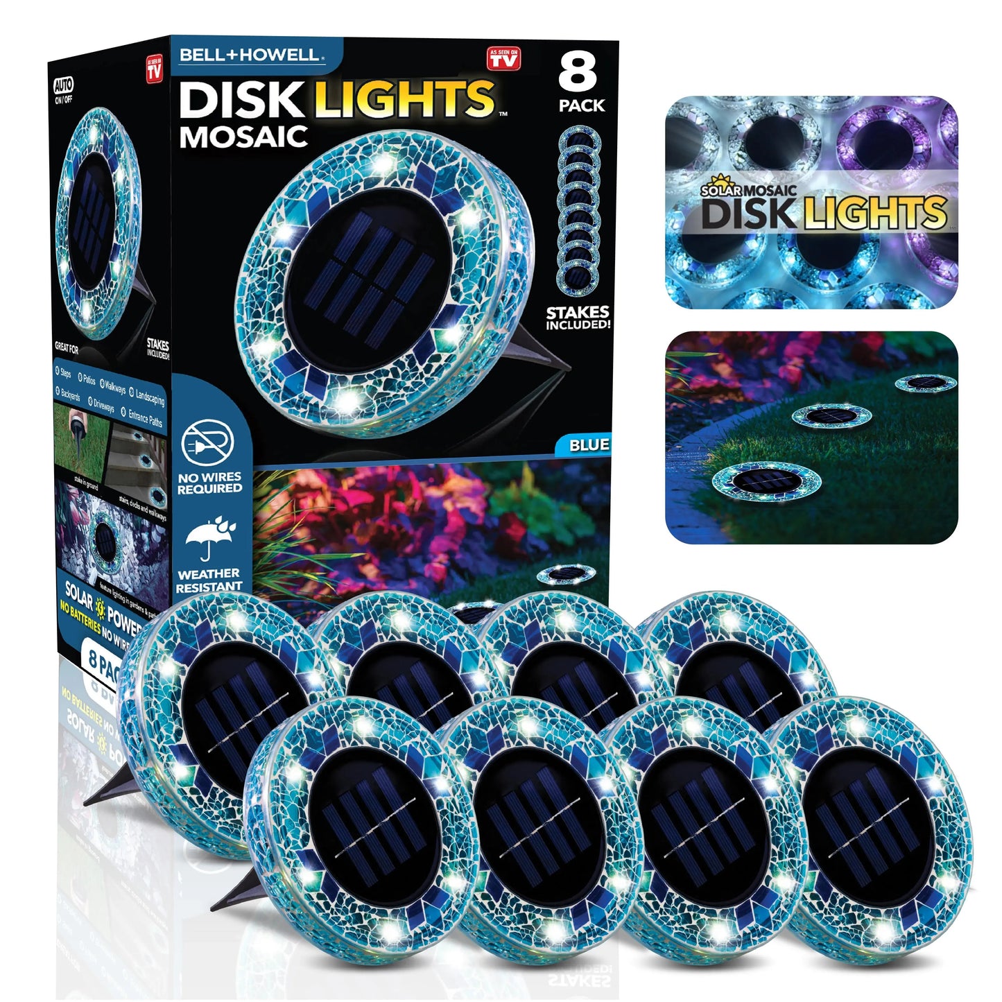 🏆Flash Sale✨Solar Outdoor Mosaic Disk Lights, Waterproof Decorative Pathway LED Light