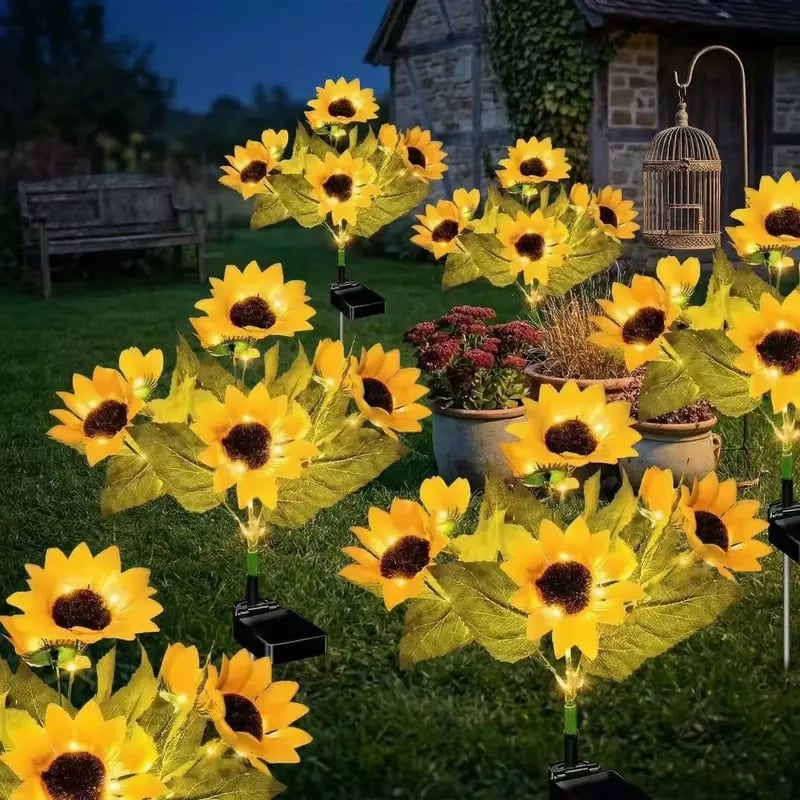 🏆Flash Sale#🔥Hot Sale 49% off🌟🌻 Solar Powered LED Sunflower Garden Lights Set