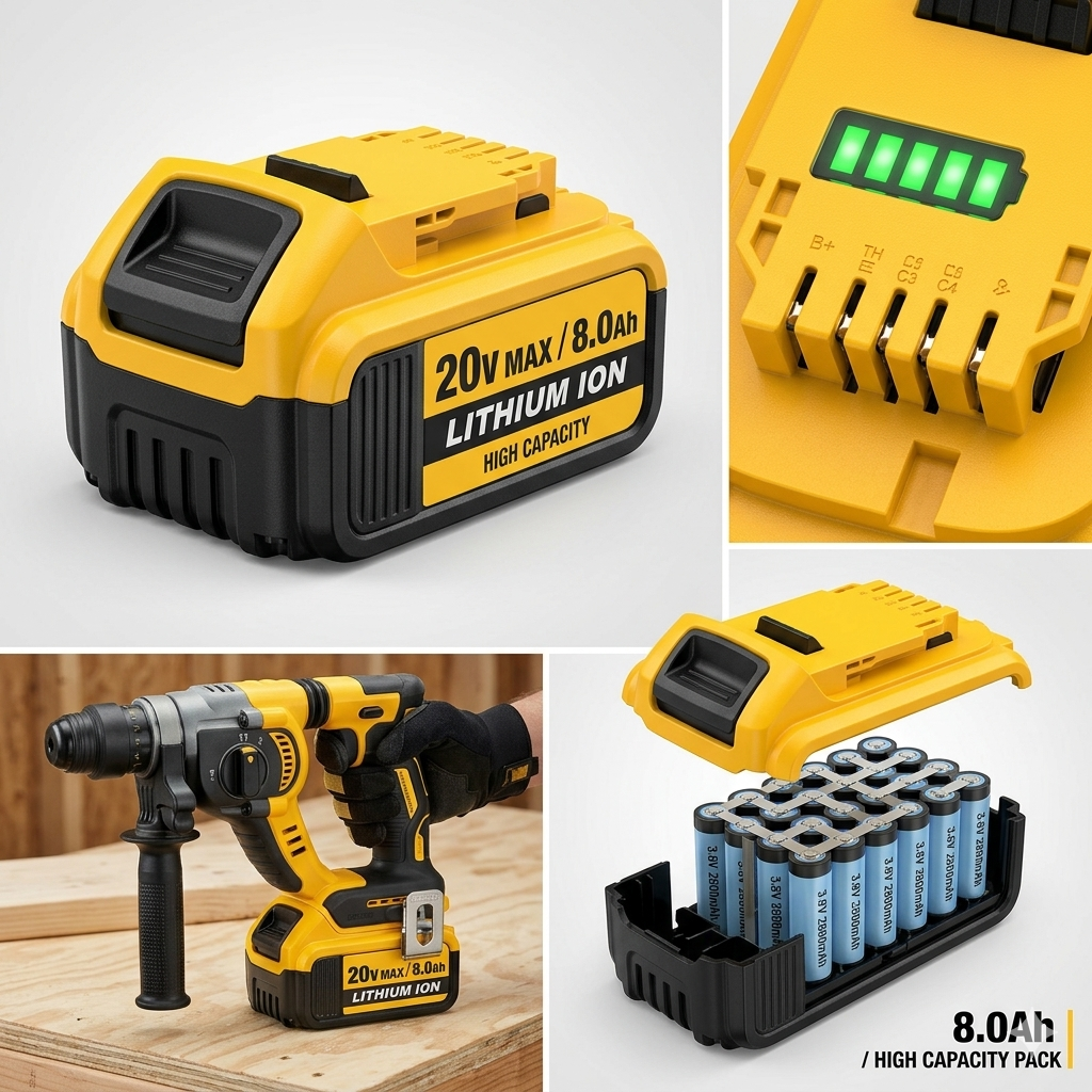 8.0Ah Lithium Battery Replacement for 20V Battery Lithium-ion MAX DCB200 DCD/DCF/DCG/DCS Series  batteries