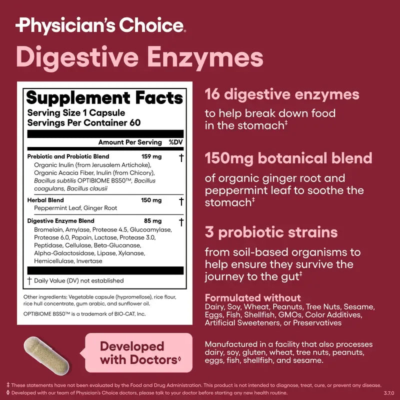🏆Flash Sale#Physician's Choice Digestive Enzymes - Bloating & Mealtime Discomfort Support with Probiotics + Prebiotics for Digestion & Gut Health