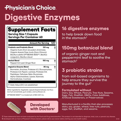 🏆Flash Sale#Physician's Choice Digestive Enzymes - Bloating & Mealtime Discomfort Support with Probiotics + Prebiotics for Digestion & Gut Health