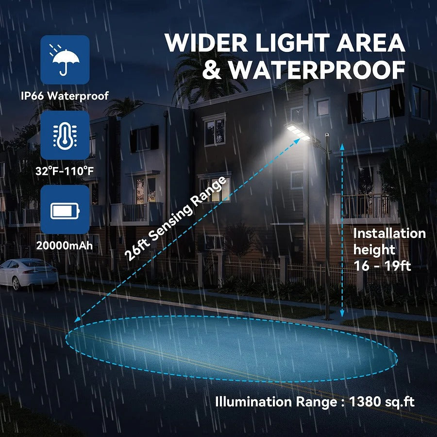 🌞 Solar Powered Street Light – Brightness That Fits Your Needs