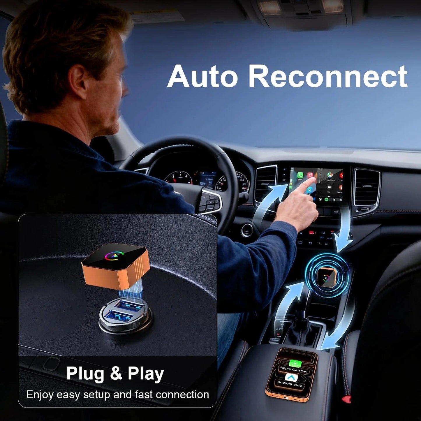 Mini Orange Cube Pro 3.0 — 2026 Wireless CarPlay & Android Auto Adapter