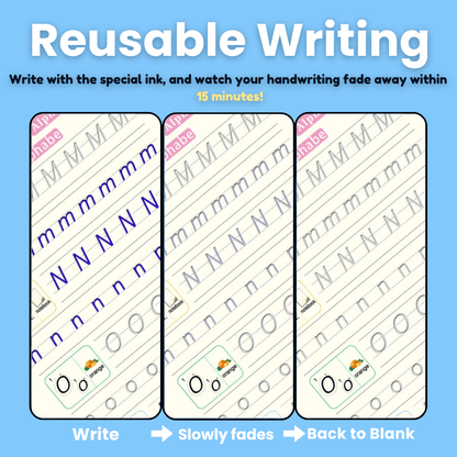 MagicGroove Tracing Book: Reusable Handwriting Practice with Disappearing Ink & Grooves
