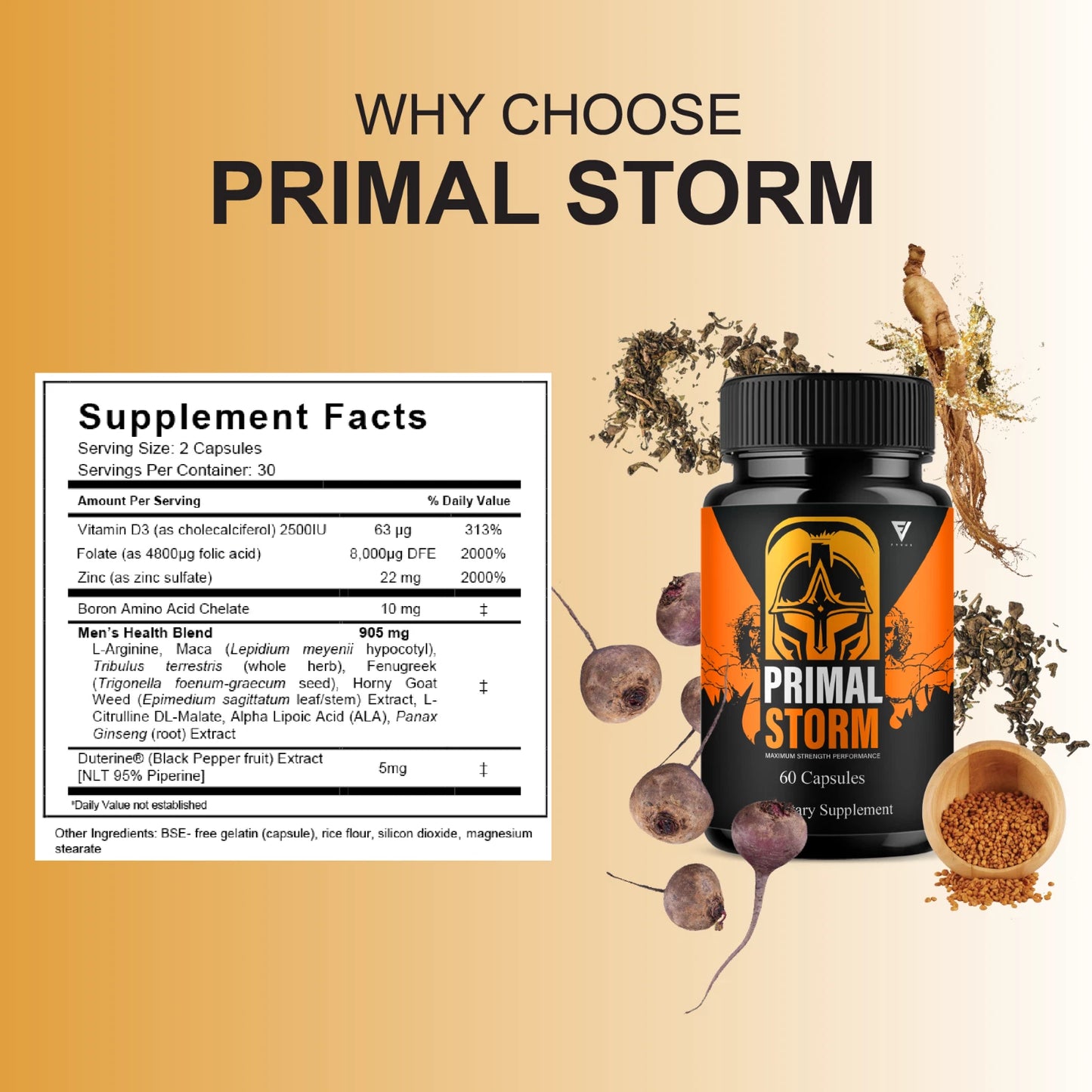 Primal Storm Men's Health & Performance Support Supplement