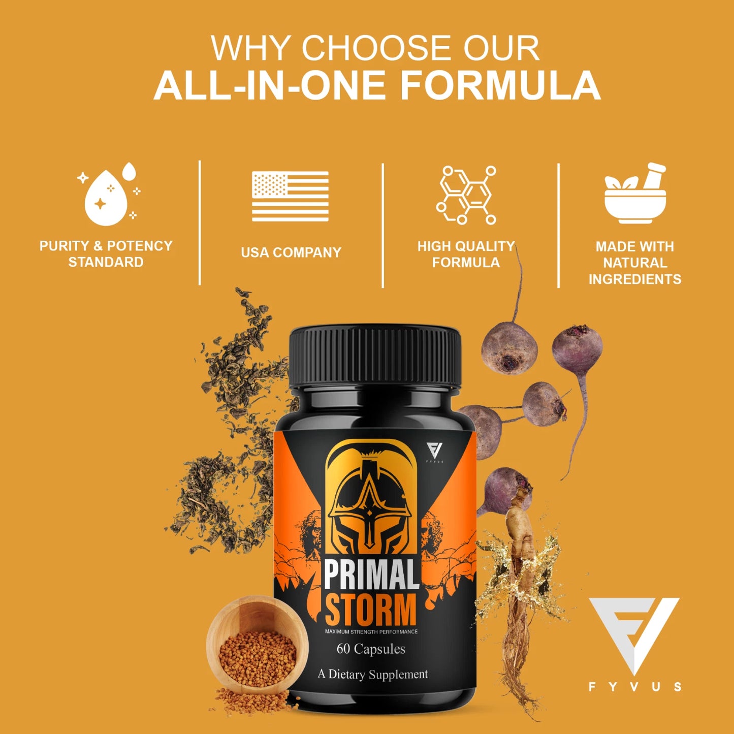 Primal Storm Men's Health & Performance Support Supplement