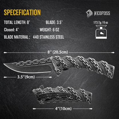NedFoss Chain Spring-assisted Folding EDC Pocket Knife