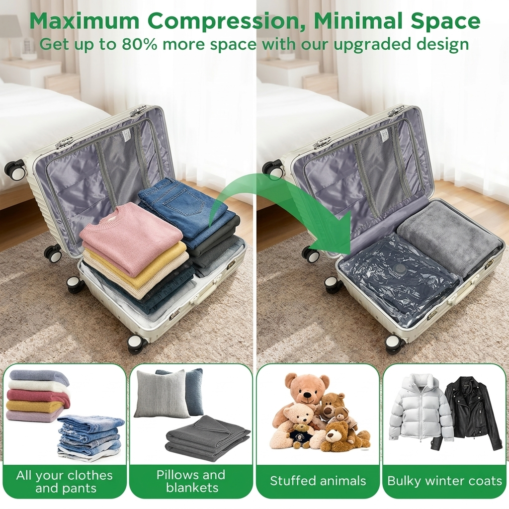🏆⚡ 50K+ SOLD! Cordless Travel Vacuum Storage Compression Bag